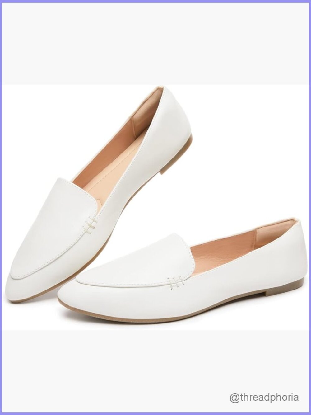 Women's Faux Leather Pointed Toe Loafers Slip On Dress Flats Memory Foam